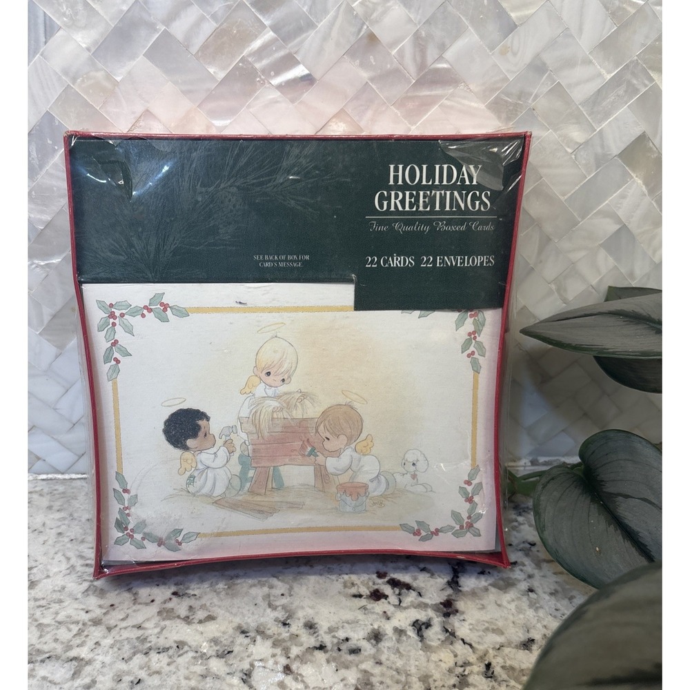 1996 Hallmark Cards 22 Precious Moments Manger Scene Christmas Cards angels lamb